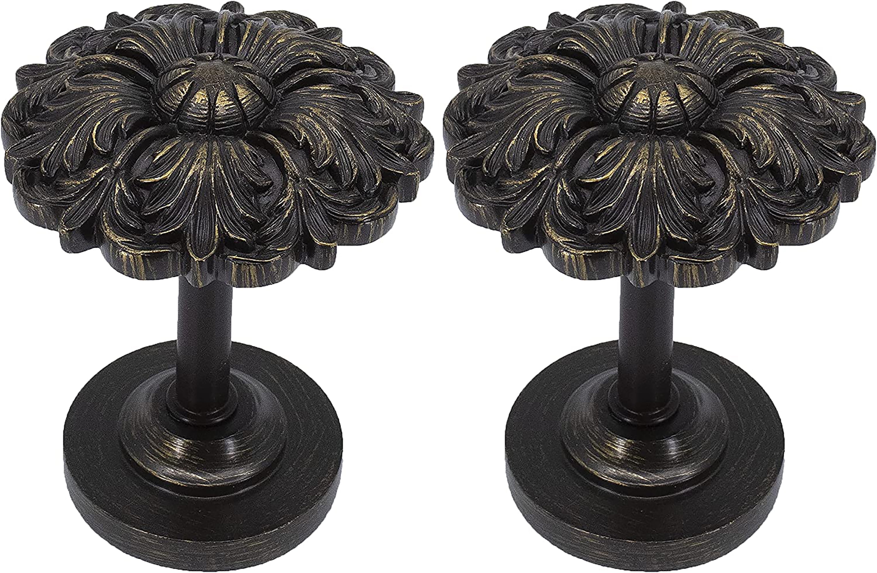 Bronze and Gold Floral Resin Curtain Holdbacks Set