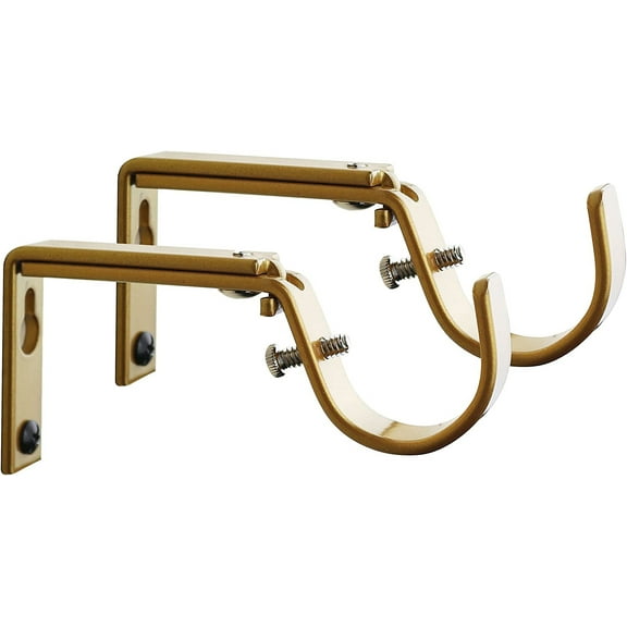 MERIVILLE Set of 2 Gold Curtain Drapery Rod Bracket for 1-Inch Rod, Adjustable