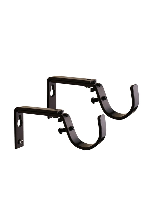 Set of 2 Oil-Rubbed Bronze Curtain Drapery Rod Bracket for 1 1/4-Inch Rod, Adjustable