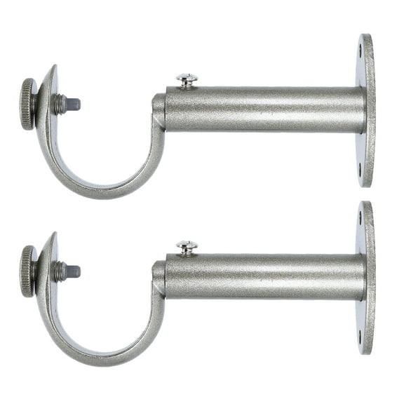 MERIVILLE Set of 2 Pewter Zinc Curtain Drapery Rod Bracket for 1 1/4" Rod, Adjustable