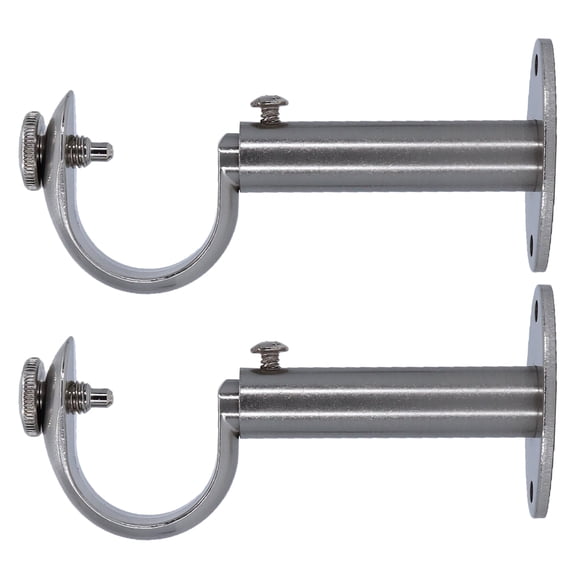 MERIVILLE Adjustable Curtain Rod Brackets, Set of 2, Fits 1.25-Inch Drapery Rods, Satin Nickel