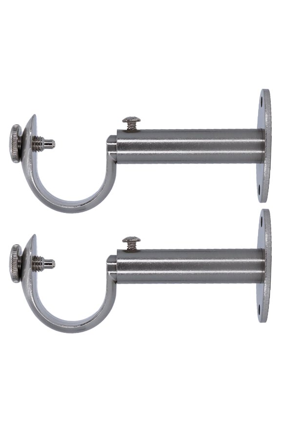 Adjustable Curtain Rod Brackets, Set of 2, Fits 1.25-Inch Drapery Rods, Satin Nickel