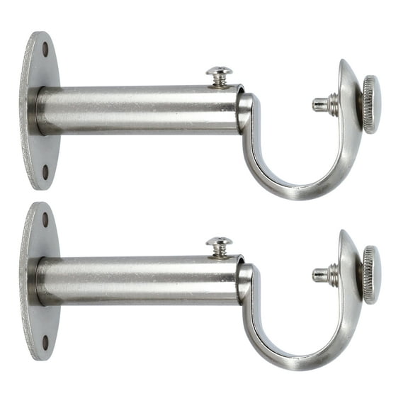 MERIVILLE Set of 2 Satin Nickel Zinc Curtain Drapery Rod Bracket for 1" Rod, Adjustable