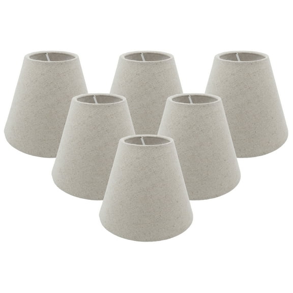 MERIVILLE Set of 6 Natural Linen Chandelier Lamp Shades, Designed for Candelabra Bulbs with Easy Clip-On Fitter, 3" X 6" X 5"