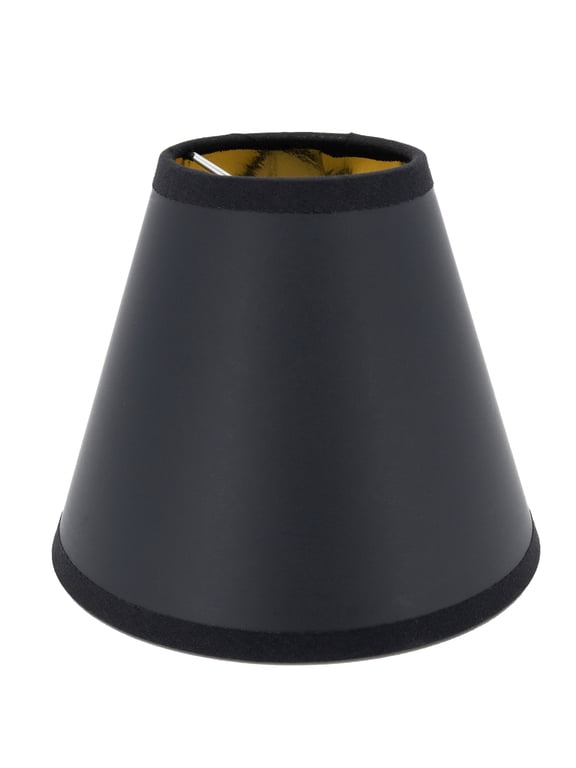 Single Black Paper with Gold Liner Chandelier Lamp Shades, Designed for Candelabra Bulbs with Easy Clip-On Fitter, 3" X 6" X 5"