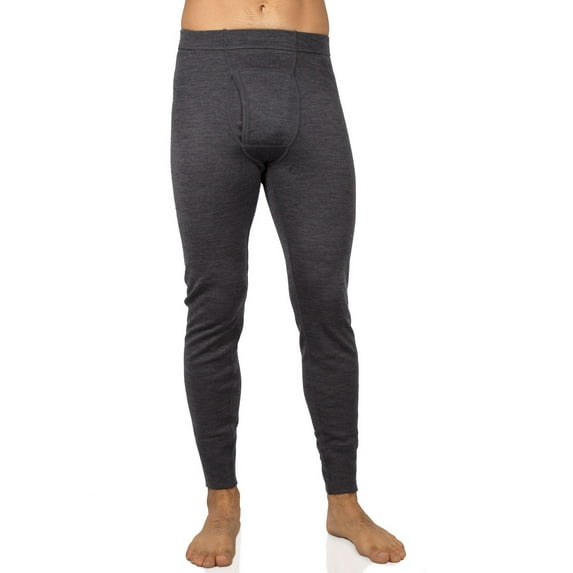 MERIWOOL Mens Base Layer 100% Merino Wool Thermal Pants Black