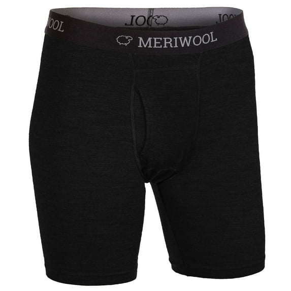 MERIWOOL Merino Wool Men's Boxer Brief Underwear - Black