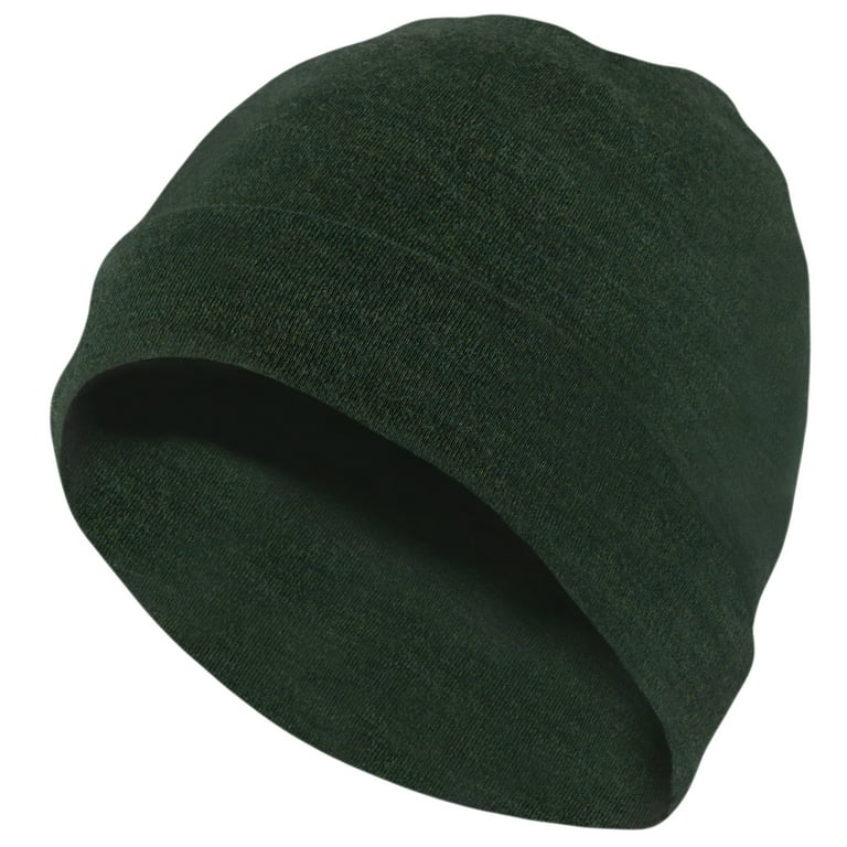 MERIWOOL Merino Wool Unisex Cuff Beanie Hat - Army Green 