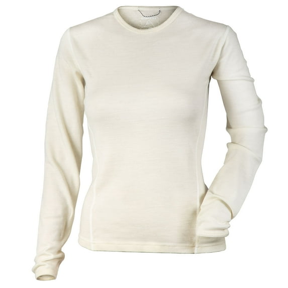 MERIWOOL Women's Merino Wool Midweight Baselayer Crew - Cream - L