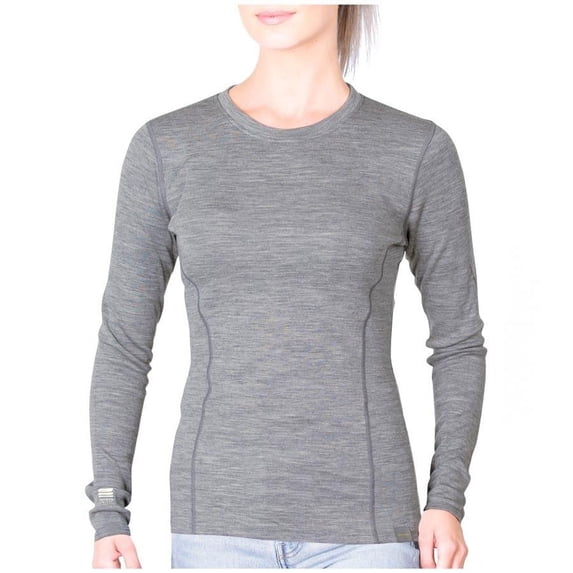 MERIWOOL Womens Base Layer 100% Merino Wool Midweight Long Sleeve Thermal Shirt Gray Heather