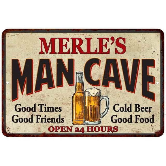 MERLE'S Man Cave Gift Metal Sign Wall Decor Gift 12x18 112180011471