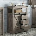 thumbnail image 1 of Merluxy 24" Floor Cabinet, Farmhouse Storage Cabinet with 3 Drawers & Adjustable Shelf, for Kitchen, Living Room, Light Grey, 1 of 7