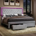 thumbnail image 1 of Merluxy Full Bed Frame with LED Lights&Storage Drawers,Velvet Upholstered,No Box Spring Needed,Light Grey, 1 of 7