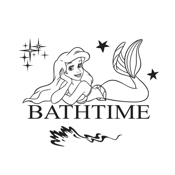 MERMAID - Removable Home Kids Girls Bathroom Wall Decoration Aquatic Creature Design Bath Time Lettering Art Vinyl Wall Decal Sticker 20" x 16"