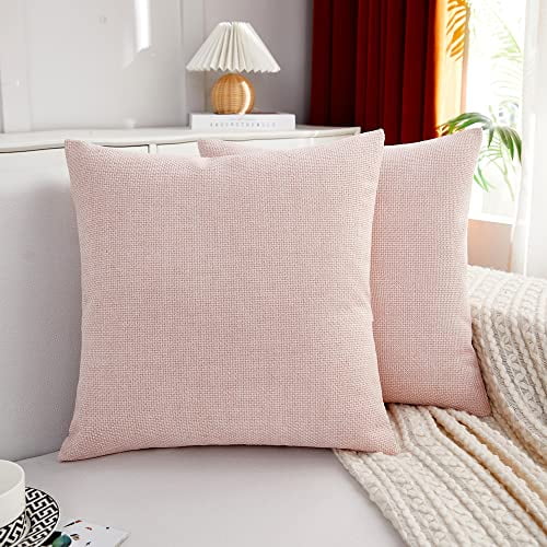 MERNETTE Pack of 2 Linen Decorative Square Throw Pillow Cover Cushion Covers Pillowcase Home Decor Decorations for Sofa Couch Bed Chair 20x20 Inch 50x50 cm Light Pink Walmart