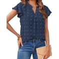 thumbnail image 1 of Merokeety Women Casual Long Sleeve Crew Neck Basic Top Dusty Navy M, 1 of 5