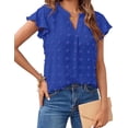 thumbnail image 1 of Merokeety Womens Summer Tops Ruffle Short Sleeve Blouse V Neck Flowy Tunic Shirts Royal 2xl, 1 of 5