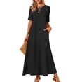 thumbnail image 1 of Merokeety Womens Summer Crewneck Maxi Dress Black XXL, 1 of 5