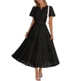 thumbnail image 1 of Merokeety Womens Summer Dresses Boho Floral Eyelet Lace Tiered Flowy Maxi Dress Black xl, 1 of 5