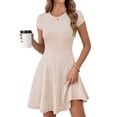 thumbnail image 1 of Merokeety Womens Summer Dresses Ribbed Crewneck A Line Mini Dress Apricot l, 1 of 5