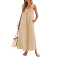 thumbnail image 1 of Merokeety Womens Summer Dresses Boho Ruched Tank Dress With Side Pockets Apricot m, 1 of 5