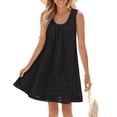 thumbnail image 1 of Merokeety Womens Summer Dresses Eyelet Embroidered Flowy Mini Dress With Side Pockets Black xl, 1 of 4