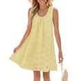 thumbnail image 1 of Merokeety Womens Summer Dresses Eyelet Embroidered Flowy Mini Dress With Side Pockets Yellow m, 1 of 4