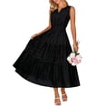 thumbnail image 1 of Merokeety Summer Dress for Women Boho V Neck Cotton Modest Long Dresses with Pockets Black xs, 1 of 7