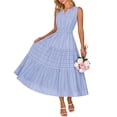 thumbnail image 1 of Merokeety Summer Dress for Women Boho V Neck Cotton Modest Long Dresses with Pockets Blue 2xl, 1 of 7