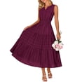 thumbnail image 1 of Merokeety Summer Dress for Women Boho V Neck Cotton Modest Long Dresses with Pockets Wine xs, 1 of 6
