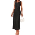 thumbnail image 1 of Merokeety Womens Summer Dresses Floral Boat Neck Tie Waist Bodycon Formal Dress Black xl, 1 of 5