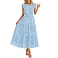 thumbnail image 1 of Merokeety Womens Summer Dresses Lace Eyelet Boho Flowy Maxi Beach Vacation Dress Blue xl, 1 of 5