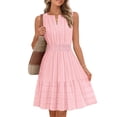 thumbnail image 1 of Merokeety Summer Dress for Women V Neck Flowy Vacation Mini Dress with Pockets Pink xl, 1 of 6