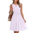 thumbnail image 1 of Merokeety Summer Dress for Women V Neck Flowy Vacation Mini Dress with Pockets Purple xs, 1 of 5