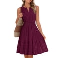 thumbnail image 1 of Merokeety Summer Dress for Women V Neck Flowy Vacation Mini Dress with Pockets Wine m, 1 of 5