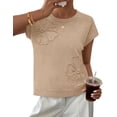 thumbnail image 1 of Merokeety Womens Summer Floral Knit Short Sleeve Loose Sweater Vest Apricot l, 1 of 6