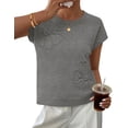 thumbnail image 1 of MEROKEETY Women's 2026 Trendy Spring Summer Short Sleeve Sweater Vest, Flower Knit Loose Pullover Tank Top, Grey, L, 1 of 6