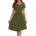 thumbnail image 1 of Merokeety Womens Summer Work Dresses Asymmetrical Casual Mini Dresses Army xl, 1 of 5