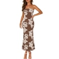thumbnail image 1 of Merokeety Womens Summer Maxi Tube Dress Floral Mesh Formal Party Long Dresses Coffee m, 1 of 7