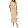 thumbnail image 1 of Merokeety Womens Summer Maxi Dress V Neck Slim Fit Knit Knit Sweater Dresses Apricot m, 1 of 6