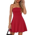thumbnail image 1 of MEROKEETY Women's Strapless Tube Mini Dress 2026 Spring Summer Cute A Line Ruffle Hem Short Dress for Cocktail Party Birthday Graduation Club, Red, L, 1 of 4