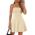 thumbnail image 1 of Merokeety Womens Summer Dresses Tube Ruffle A Line Mini Dress Apricot l, 1 of 5