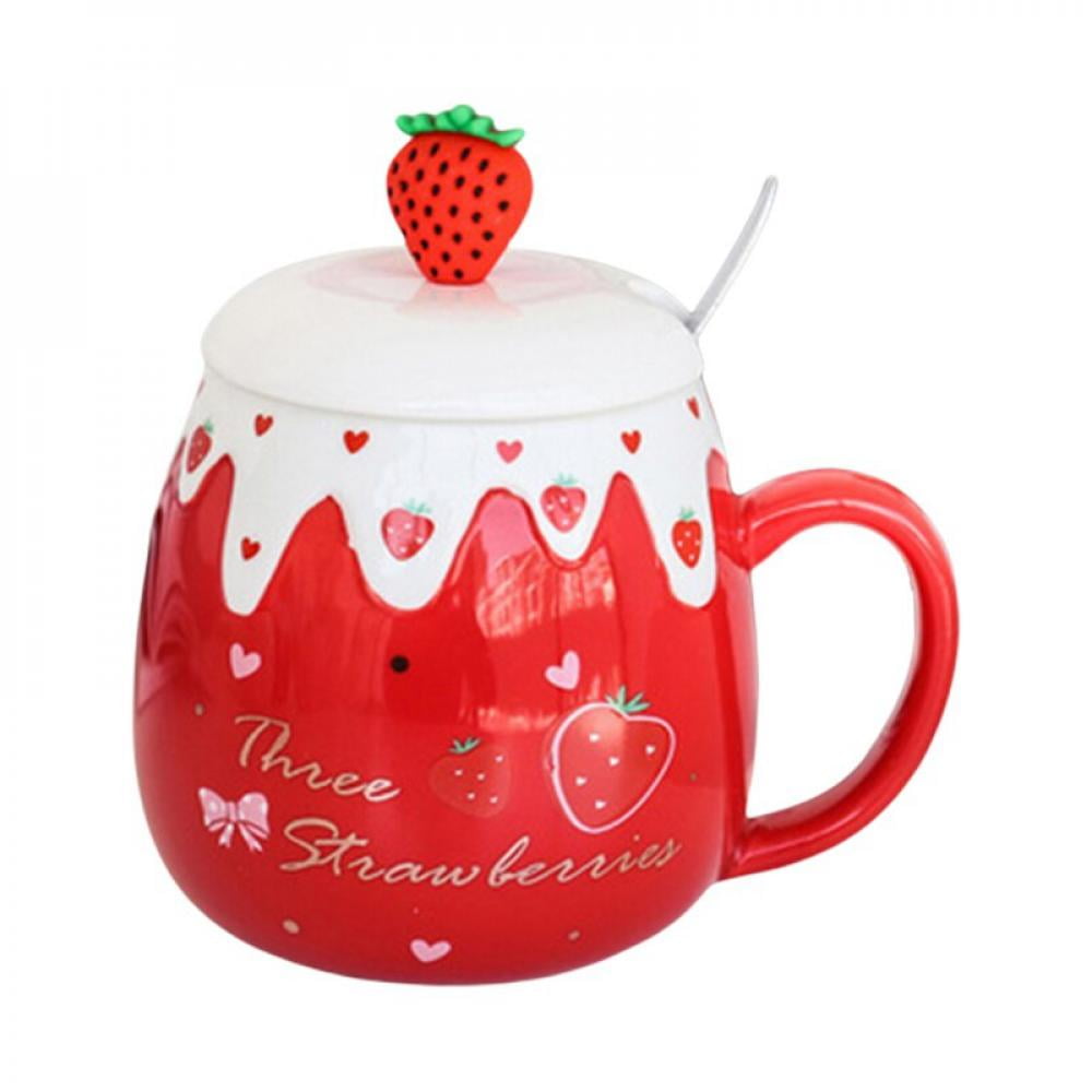 1pc Strawberry Pattern Polymer Clay Coffee Cup, Creative Heat Resistant Mug  For Drinking