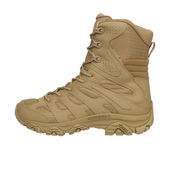 MERRELL WORK Men's 8" Moab 3 Mid Tactical Zip Waterproof Boot Dark Coyote - J004107
