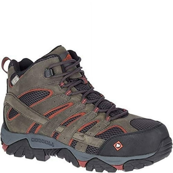 MERRELL WORK Men's Moab Vertex Mid Waterproof Comp Toe Work Boot Pewter - J11515