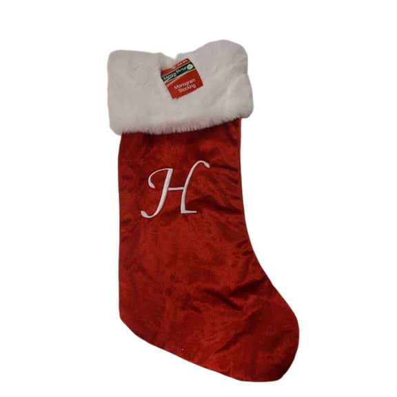 Merry Brite Monogram Stocking Letter H 16in Christmas