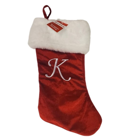 Merry Brite Monogram Stocking Letter K 16in Christmas