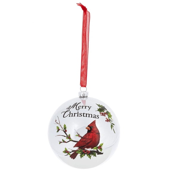 MERRY CHRISTMAS Memorial Cardinal Ball Christmas Ornament by Ganz