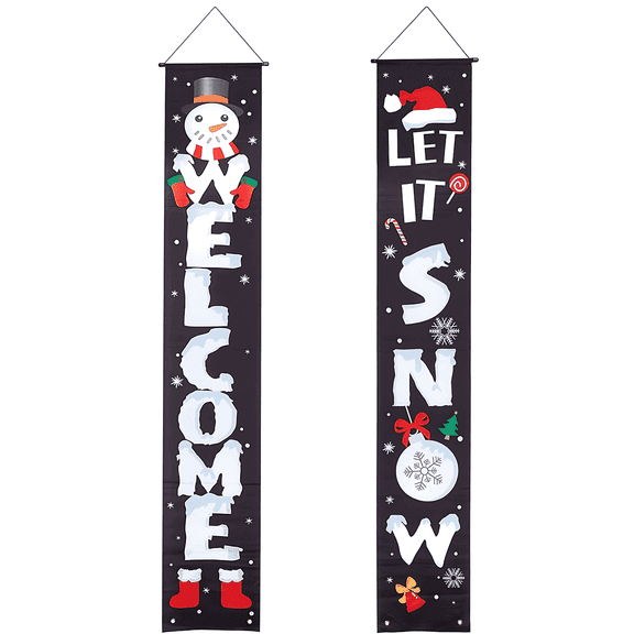 MERRY Christmas Banner, Christmas Decorations Front Porch, Outdoor Inside Door Garage Sign