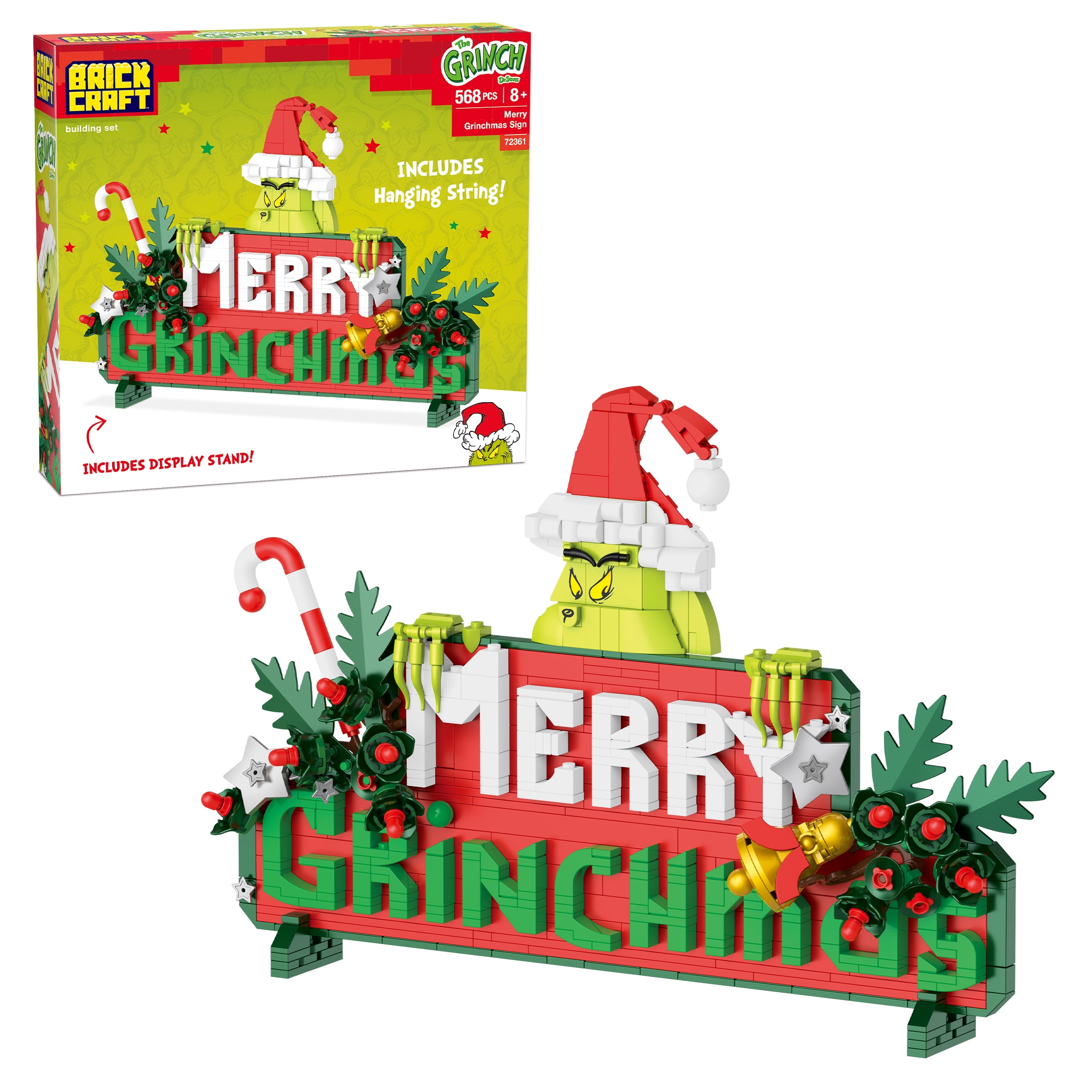 t86　バルサ50 スリンキー　グリーンパーチ　ミッジ3個セットサイン入り Brickcraft The Grinch Merry Grinchmas Sign Brick Building Kit (568